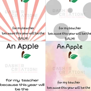 Apple Lip Balm Teacher Gift Printed Card