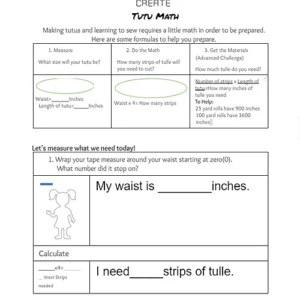 Tutu Math Worksheet