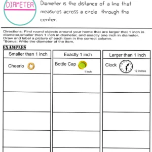 Diameter at home practice sheet